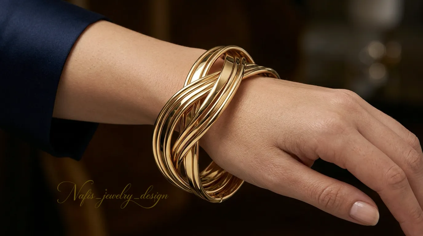 Woven Gold Bangle
